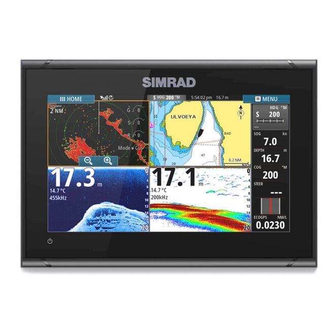 Simrad GO9 XSE Chartplotter/Fishfinder with MED/HI Downscan Transom-Mount Transducer and C-MAP Discover Chart (000-13211-002)
