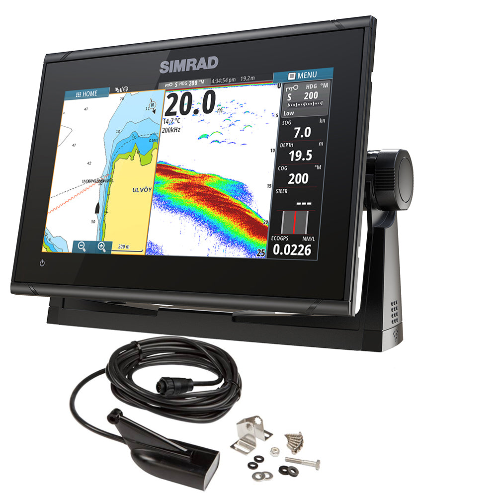 Simrad GO9 XSE Chartplotter/Fishfinder with MED/HI Downscan Transom-Mount Transducer and C-MAP Discover Chart (000-13211-002)