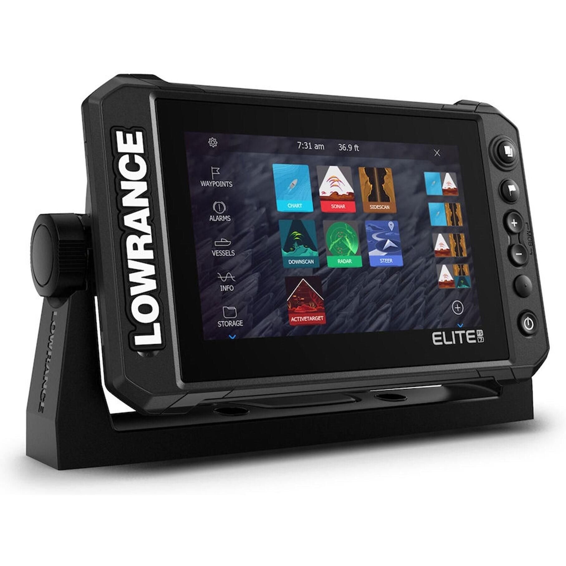 Lowrance Elite FS 7 Explorer All-Season Pack - Elite FS7 Display, HDI Skimmer CHIRP/Downscan Transducer, Ice Transducer, Bag, and 12V Battery & Charger (000-15885-001)