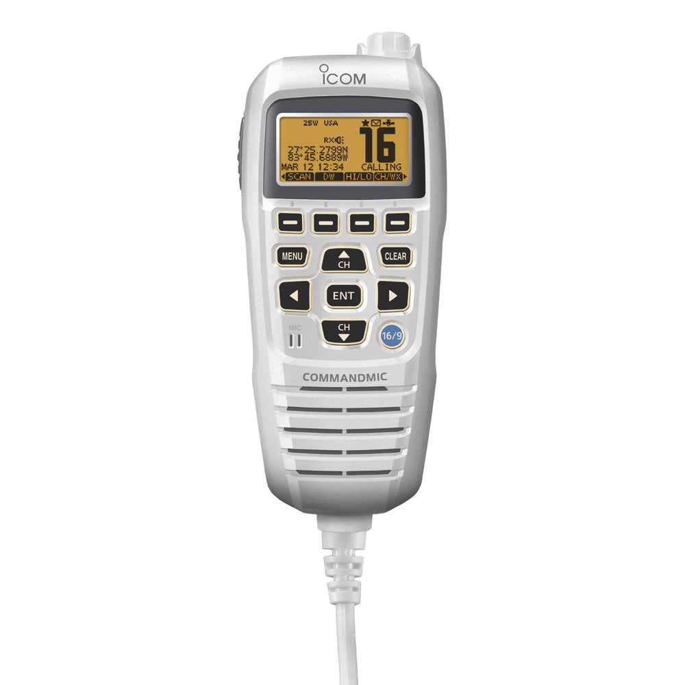 Icom HM-195SW Super White CommandMic IV with Yellow BlackLit LCD for 2nd Station/Intercom (HM195SW 42 EXP)