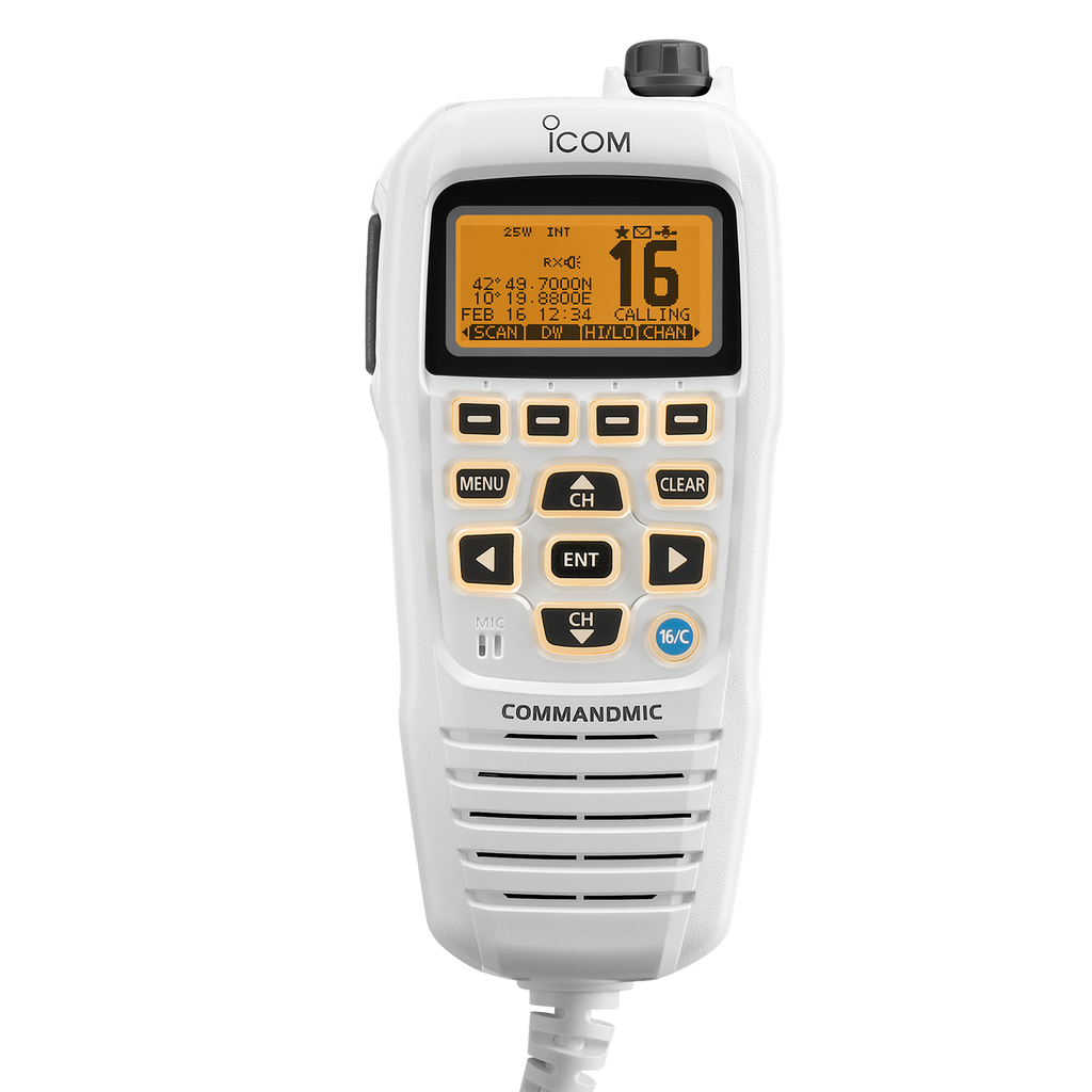 Icom HM-195SW Super White CommandMic IV with Yellow BlackLit LCD for 2nd Station/Intercom (HM195SW 42 EXP)