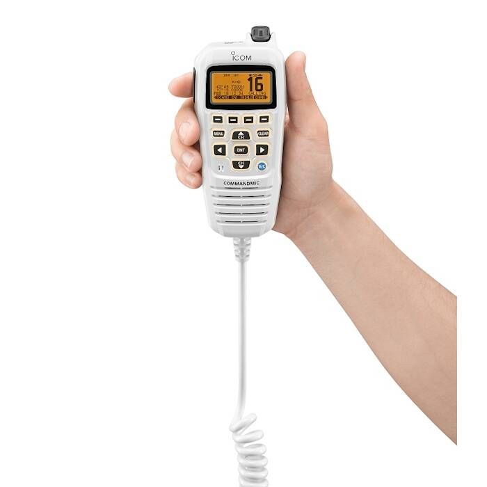 Icom HM-195SW Super White CommandMic IV with Yellow BlackLit LCD for 2nd Station/Intercom (HM195SW 42 EXP)