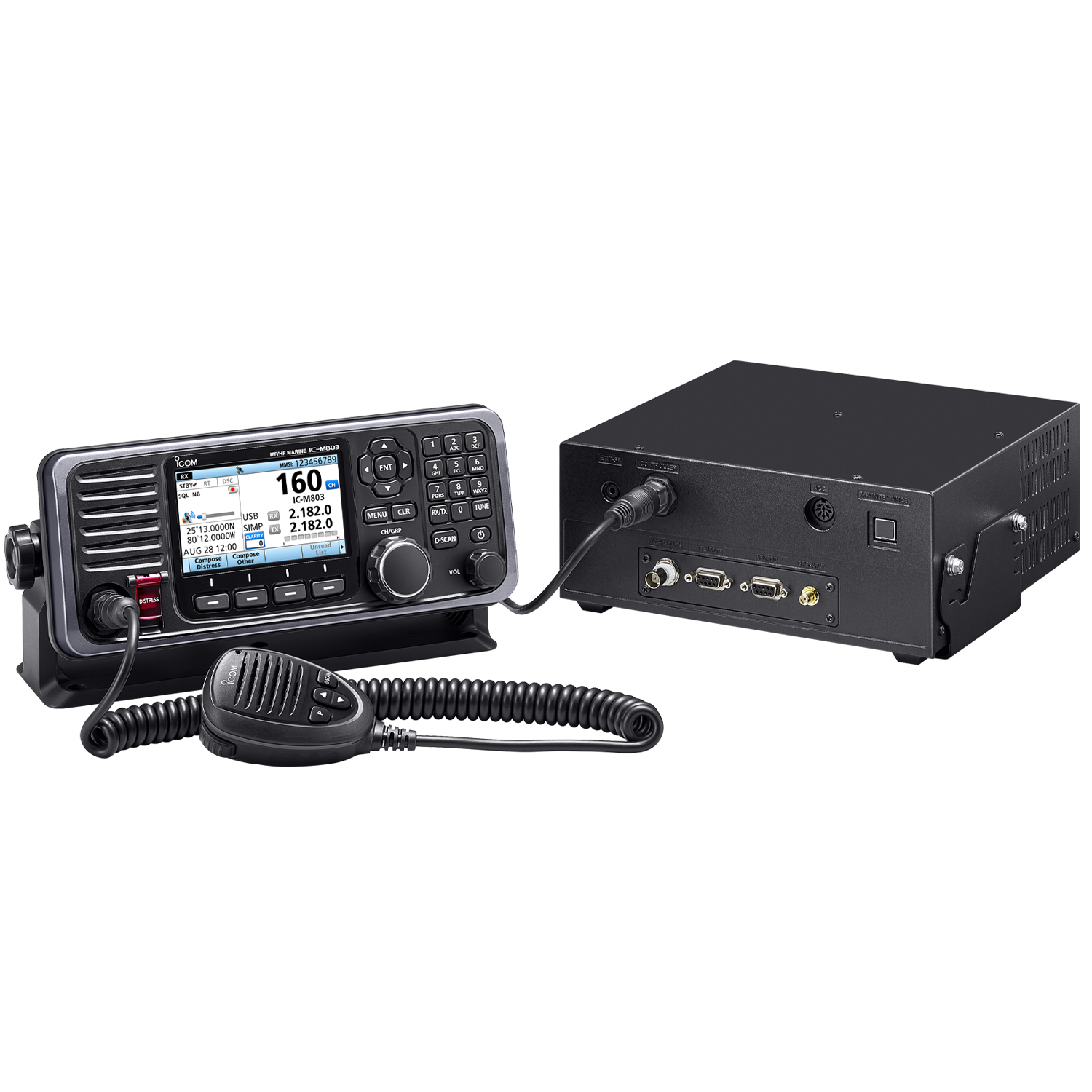 Icom IC-M803 Recreational SSB Radio GPS/GLONASS/SBAS Receiver with DSC, 4.3" Color TFT Display, and Microphone (M803)