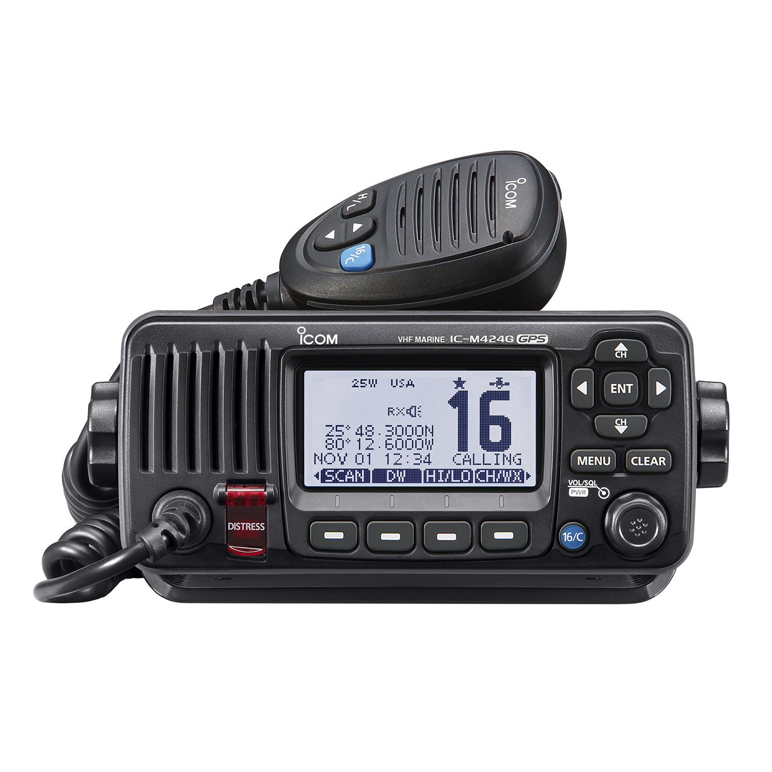 Icom IC-M424G Fixed-Mount VHF Marine Transceiver with Built-In GPS - Black (M424G 41)