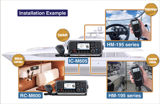 Icom IC-M605 25W Fixed Mount VHF & AIS Marine Transceiver with GNSS GPS/GLONASS/SBAS and 4.3" Color Display (M605 41 USA)