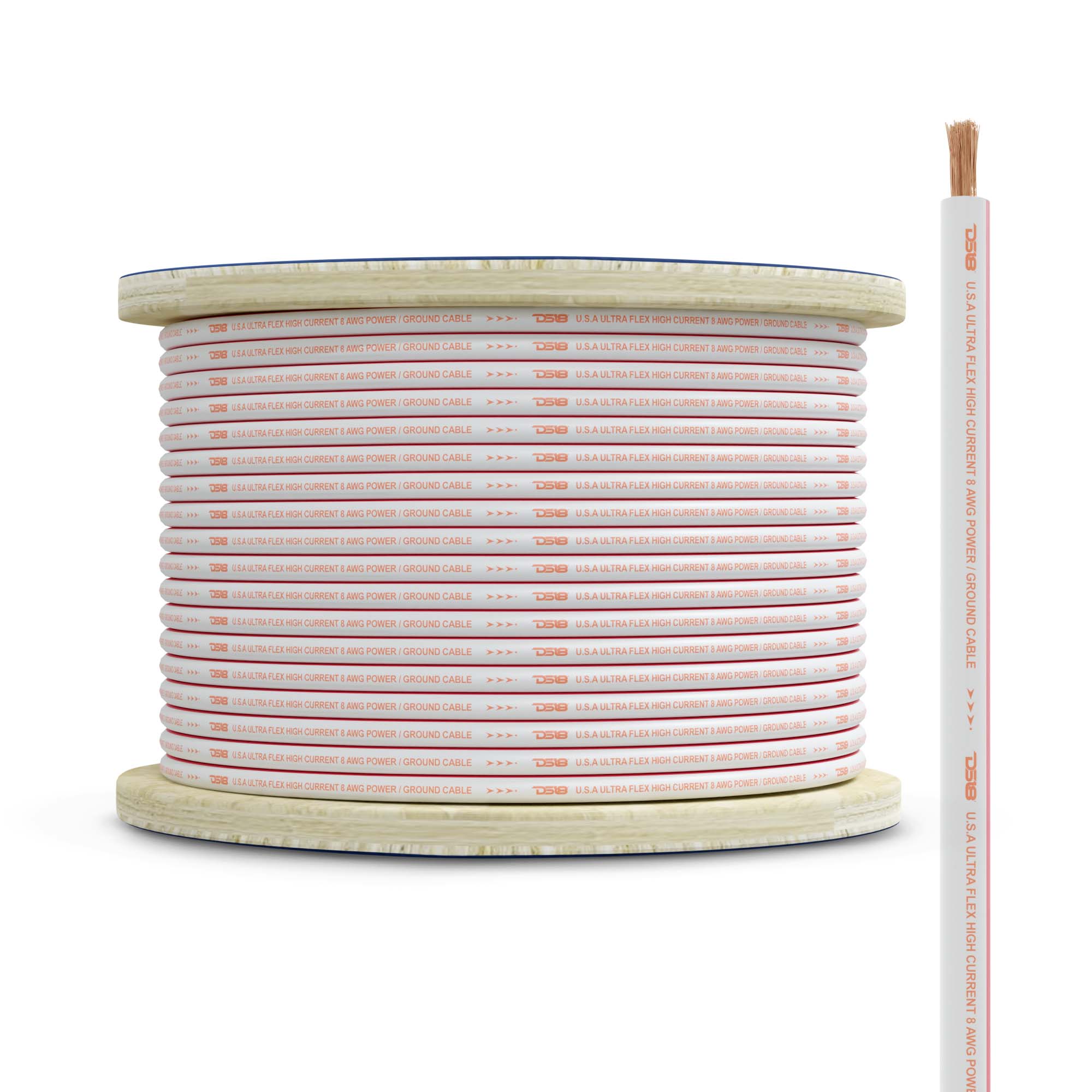 DS18 8-GA Marine Grade Tinned 100% Copper OFC Power Wire -100 Feet (MOFC8GA100P)