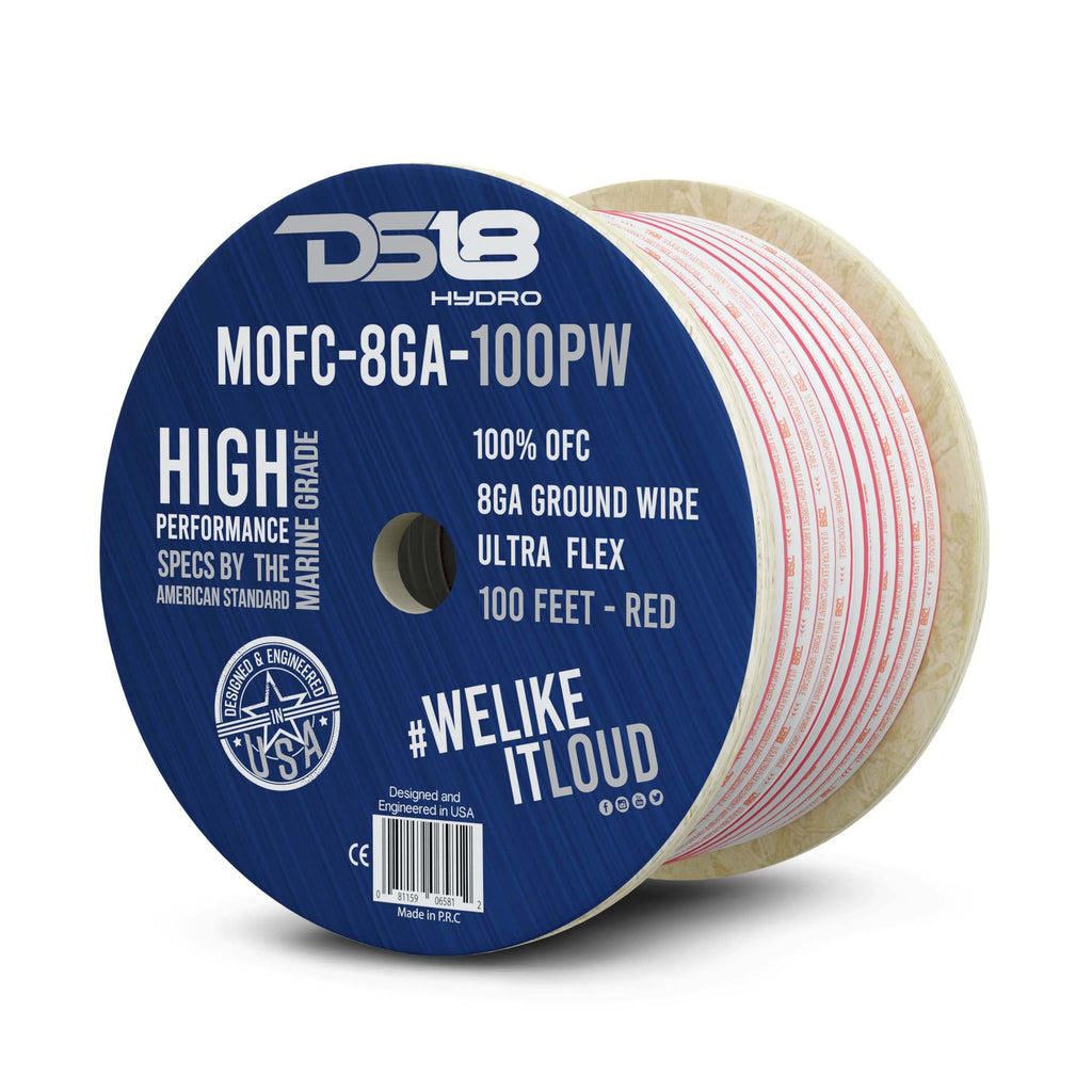 DS18 8-GA Marine Grade Tinned 100% Copper OFC Power Wire -100 Feet (MOFC8GA100P)