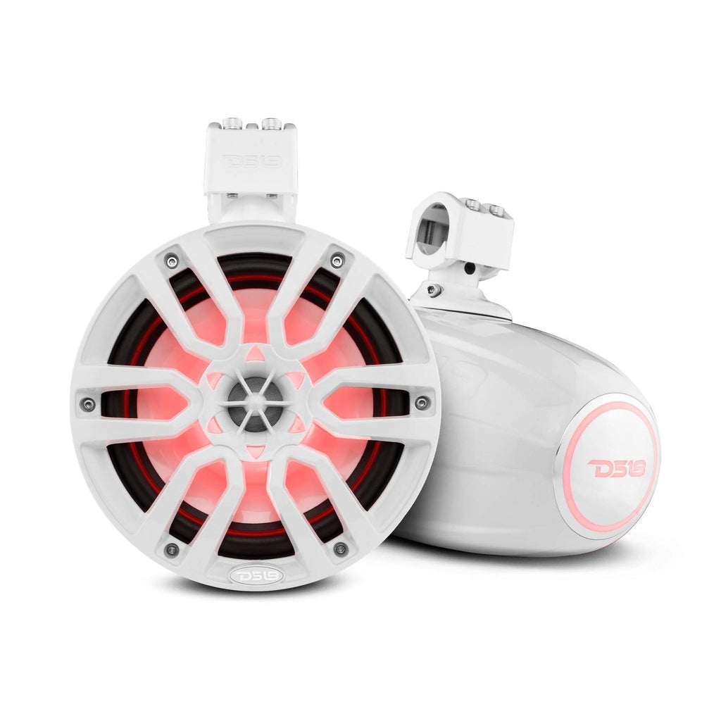 DS18 X Series HYDRO 8" Wakeboard Pod Tower Speaker with RGB LED Light - 375W - White (NXL-X8TP/WH)