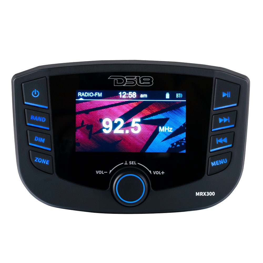 DS18 Marine Headunit TFT Screen - 3 Zones - 4V Output - Bluetooth - RDS 4x50 Watts (MRX300)