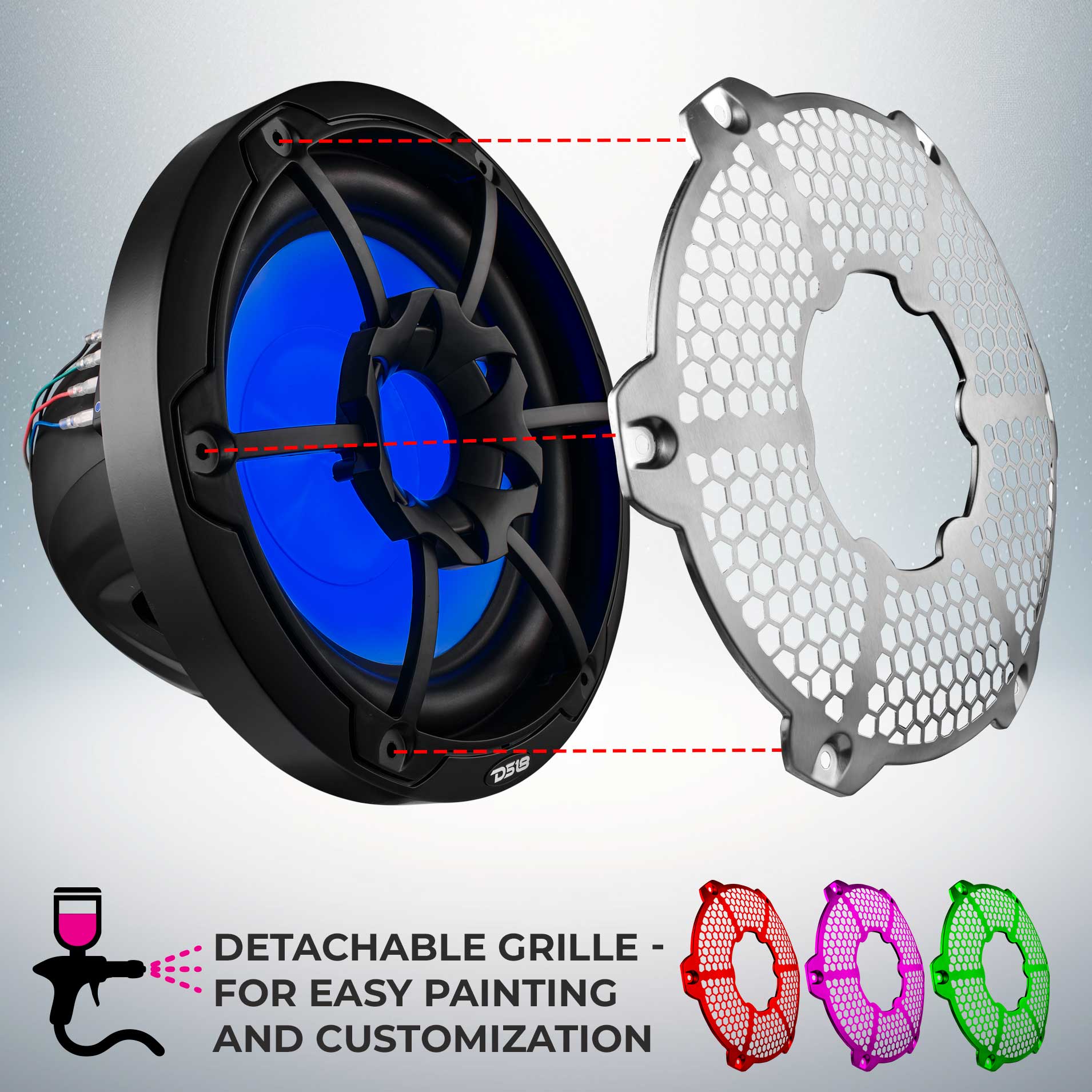 DS18 HYDRO 10" Subwoofer with RGB Lights - 600W - Black (NXL-10SUB/BK)