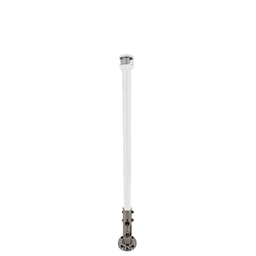 Seaview 12" Manually Folding Light Post with 316 Stainless Steel Base & LTBLED12C5 Navigation Light - White (SVMHB112LEDSSW)