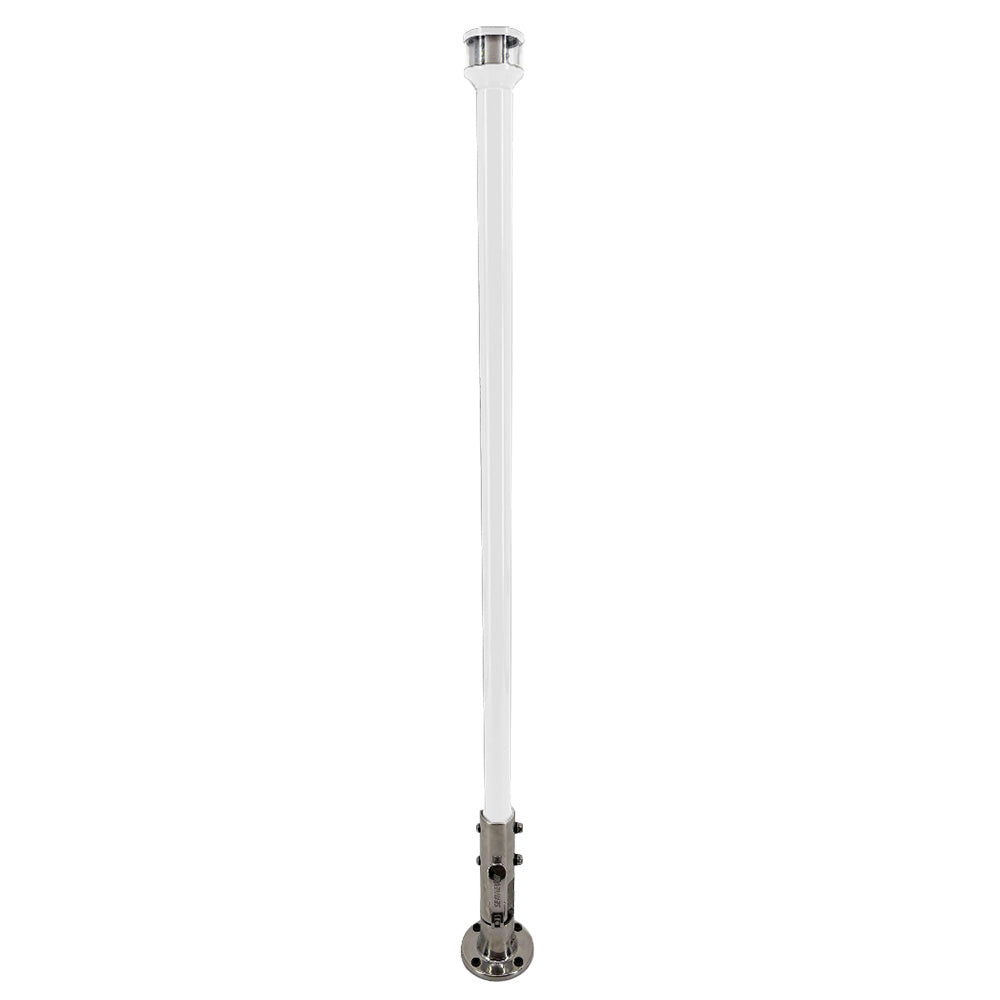 Seaview 36" Manually Folding Light Post with 316 Stainless Steel Base & LTBLED12C5 Navigation Light - White (SVMHB136LEDSSW)
