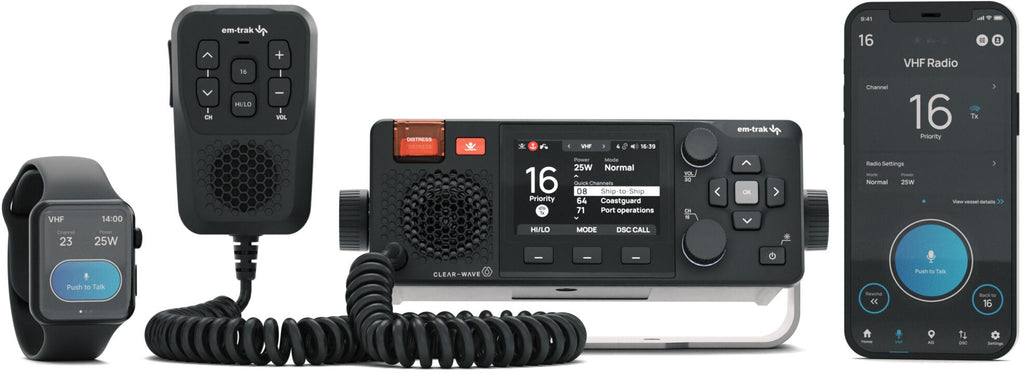 em-trak X100 NMEA 2000 Bluetooth Wi-Fi VHF/DSC Radio with Class B AIS and Antenna Splitter (431-0001)