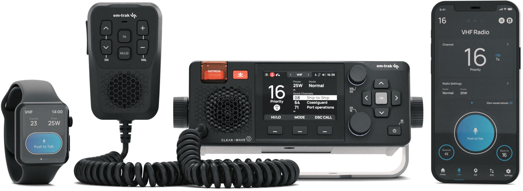 em-trak X100 NMEA 2000 Bluetooth Wi-Fi VHF/DSC Radio with Class B AIS and Antenna Splitter (431-0001)