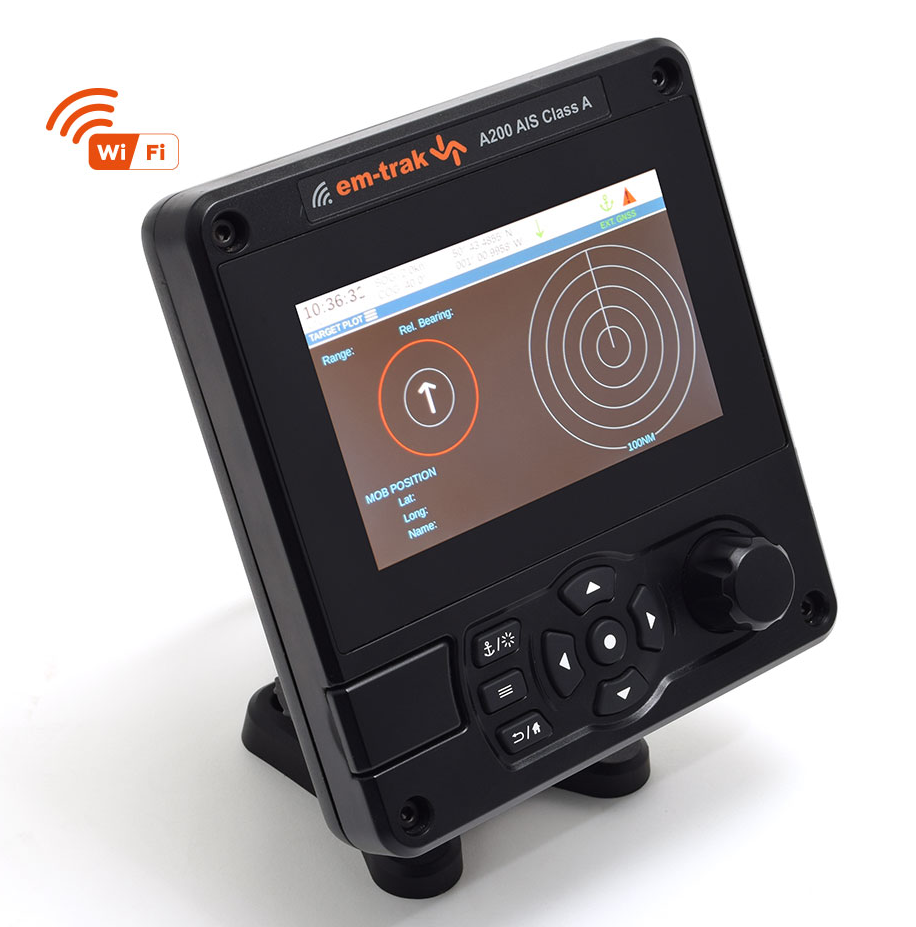 em-trak A200 Class A AIS Transceiver with Wi-Fi and Color Display - IMO, SOLAS, Inland Waterway Certified (425-0012)