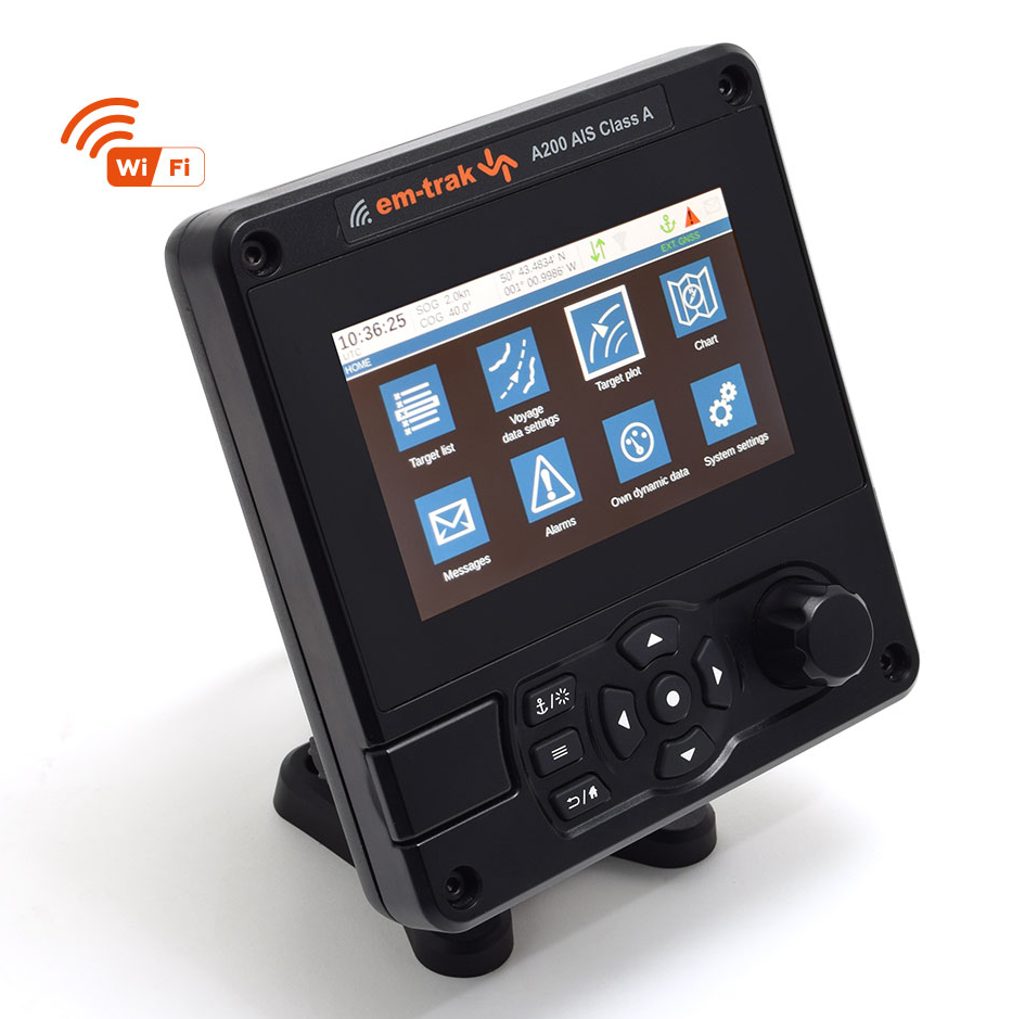 em-trak A200 Class A AIS Transceiver with Wi-Fi and Color Display - IMO, SOLAS, Inland Waterway Certified (425-0012)