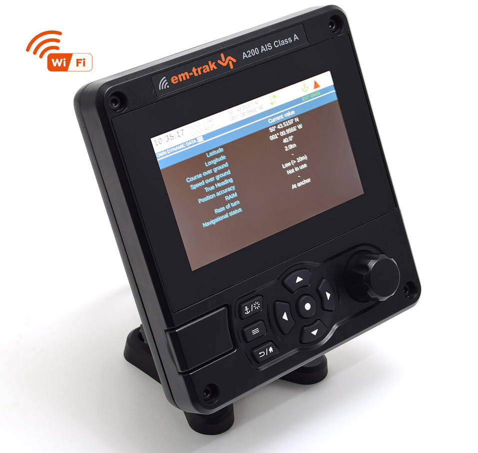 em-trak A200 Class A AIS Transceiver with Wi-Fi and Color Display - IMO, SOLAS, Inland Waterway Certified (425-0012)