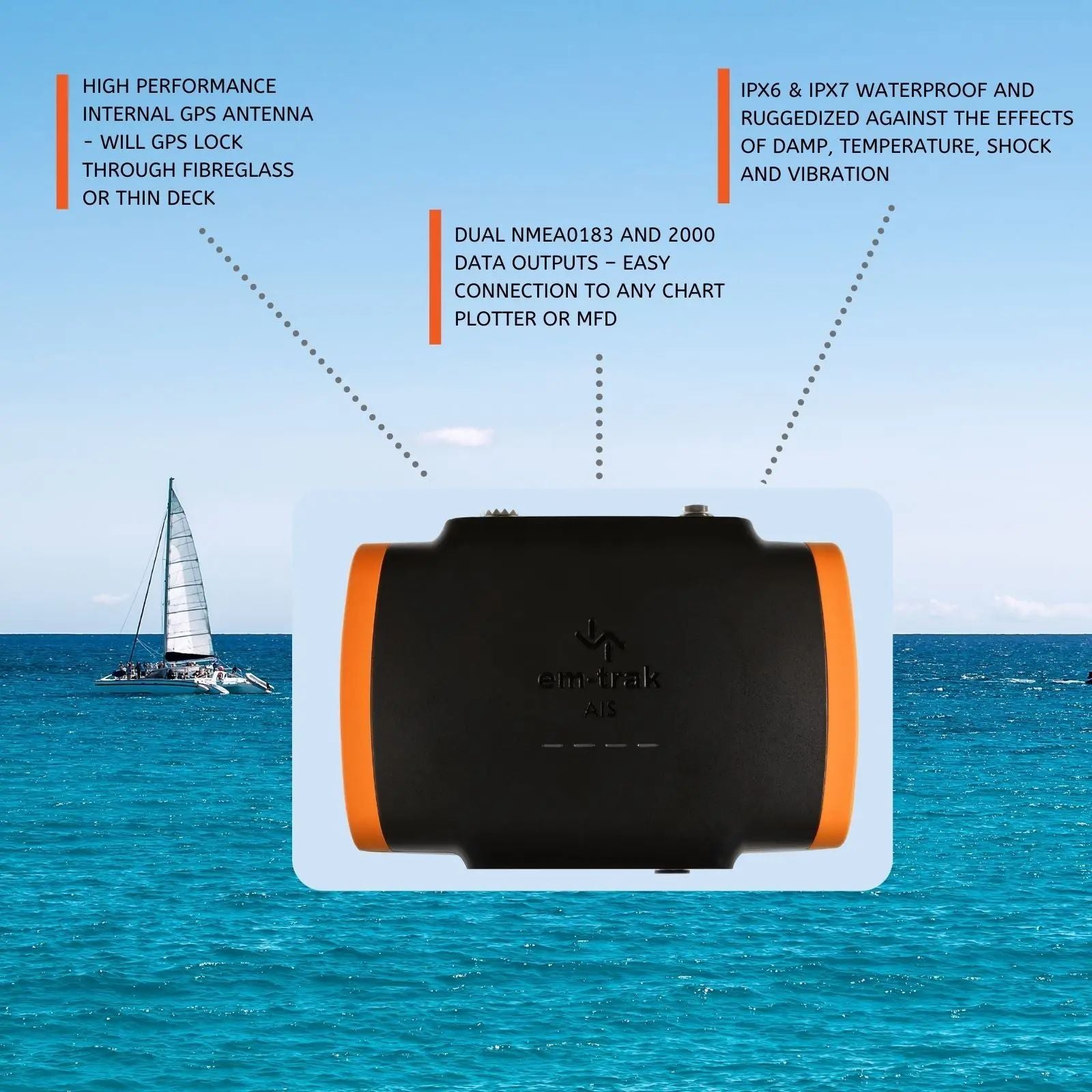 em-trak B921 2W CSTDMA Class B AIS Transceiver with FLEXI-FIT Bracket (430-0001)