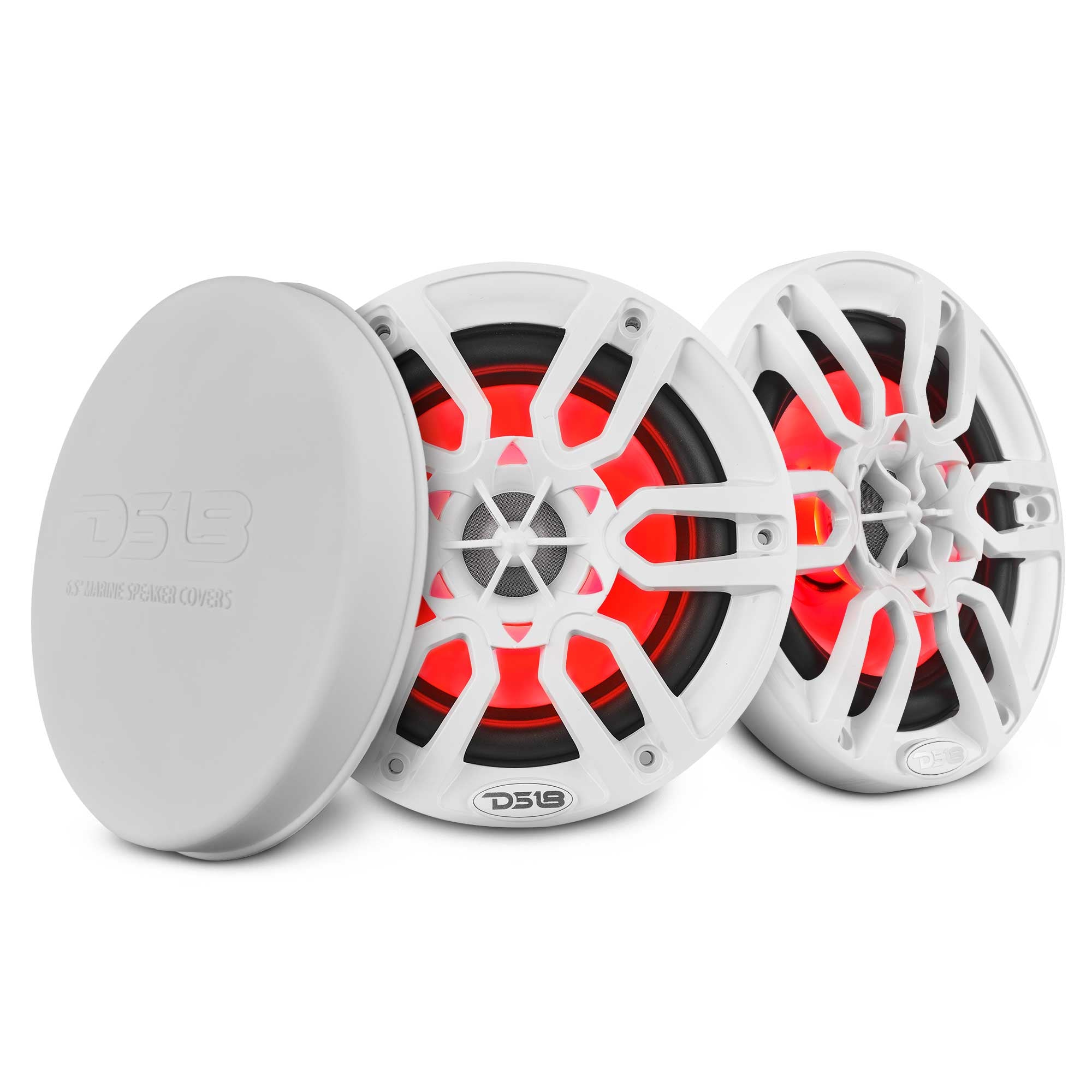 DS18 HYDRO 6.5" 2-Way Marine Speakers with RGB LED Lights 300W - White (NXL-6)
