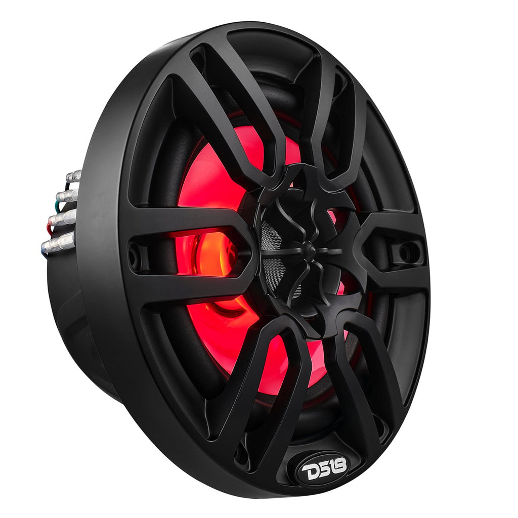DS18 HYDRO 6.5" 2-Way Marine Speakers with RBG LED Lights 300W - Matte Black (NXL-6/BK)