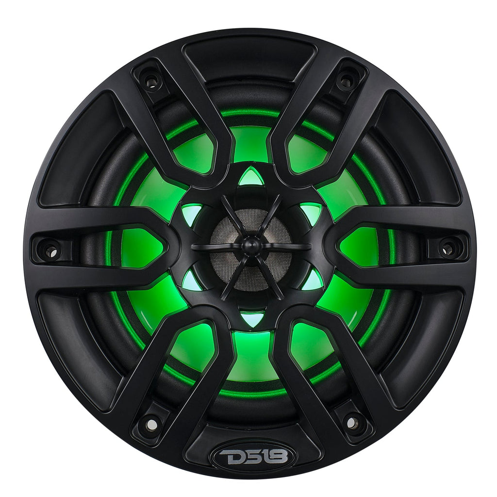 DS18 HYDRO 6.5" 2-Way Marine Speakers with RBG LED Lights 300W - Matte Black (NXL-6/BK)