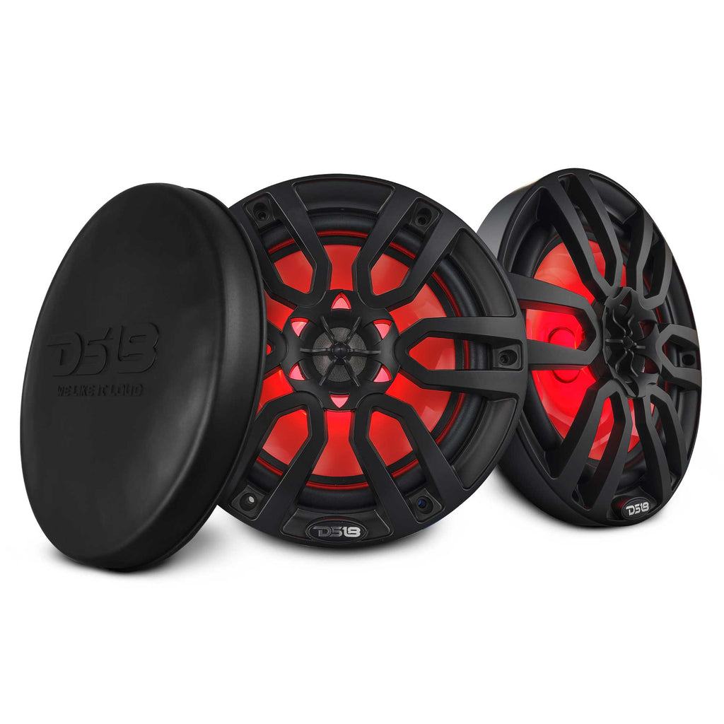 DS18 HYDRO 8" 2-Way Marine Speakers with RGB LED Lights 375W - Matte Black (NXL-8/BK)