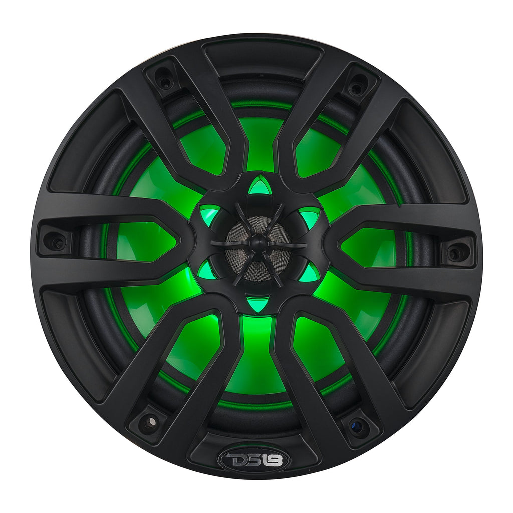 DS18 HYDRO 8" 2-Way Marine Speakers with RGB LED Lights 375W - Matte Black (NXL-8/BK)