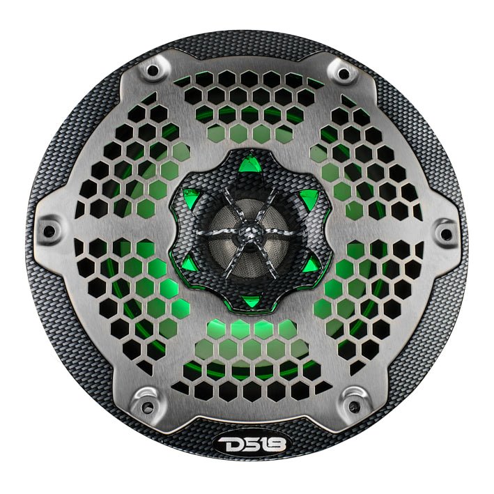 DS18 HYDRO 6.5" 2-Way Marine Speakers with RGB LED Lights 375W - Black Carbon Fiber (CF-65)