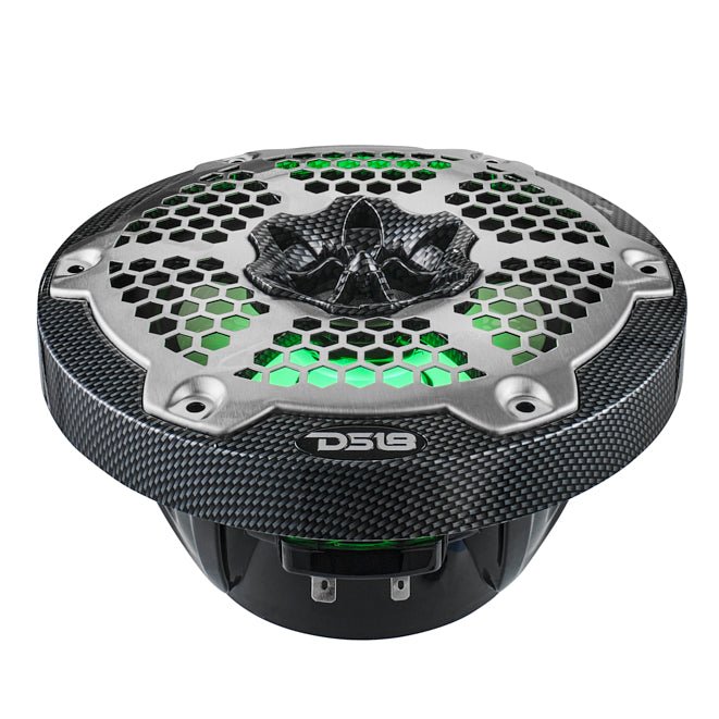DS18 HYDRO 6.5" 2-Way Marine Speakers with RGB LED Lights 375W - Black Carbon Fiber (CF-65)