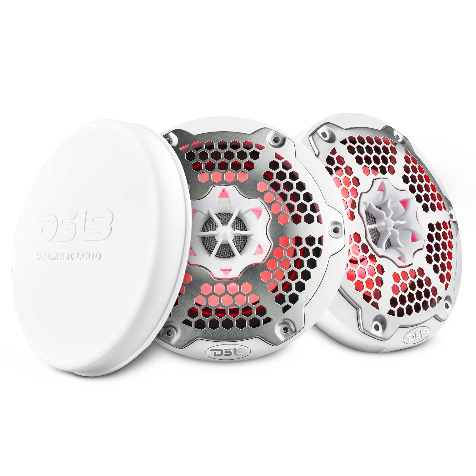 DS18 New Edition HYDRO 6.5" 2-Way Marine Speakers with RGB LED Lighting 300W - White (NXL-6M/WH)