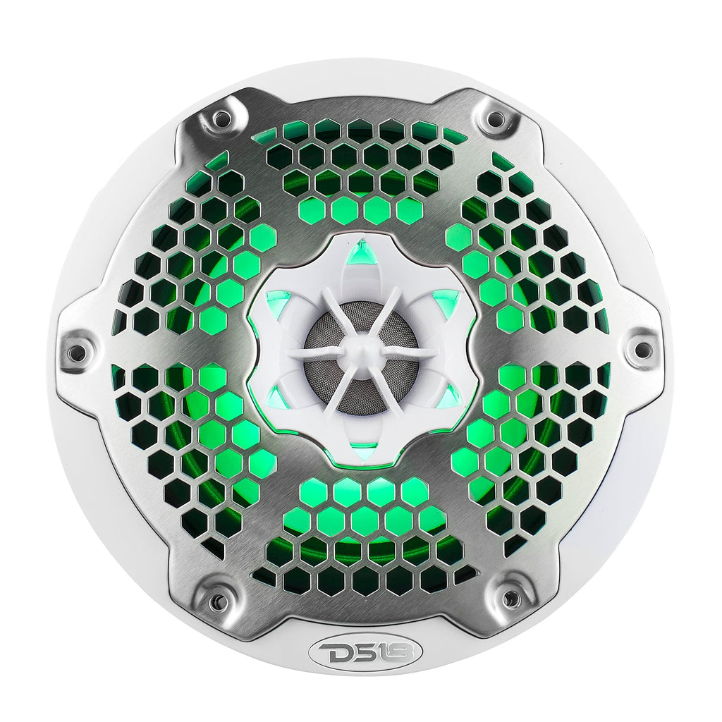 DS18 New Edition HYDRO 6.5" 2-Way Marine Speakers with RGB LED Lighting 300W - White (NXL-6M/WH)