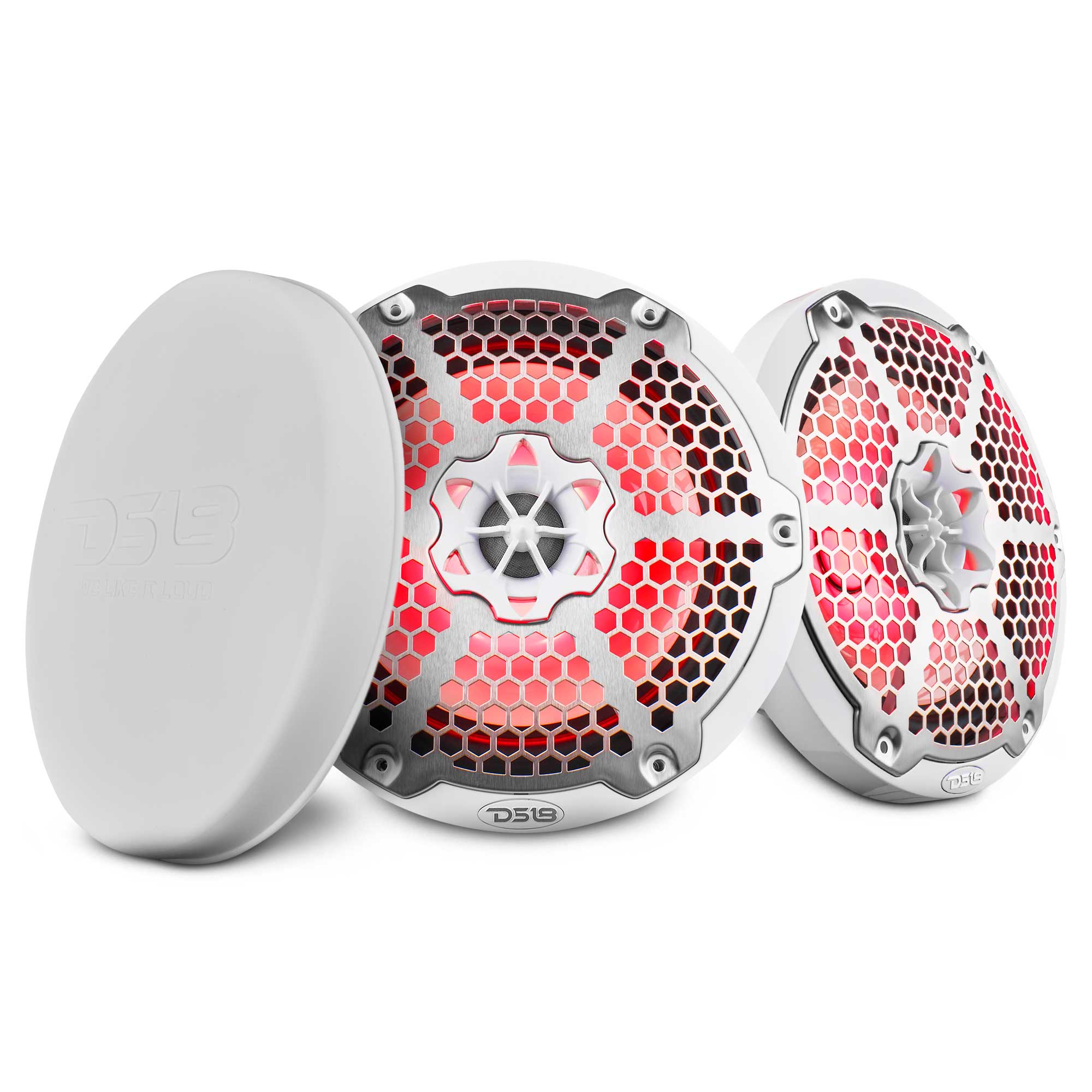 DS18 New Edition HYDRO 8" 2-Way Marine Speakers with RGB LED Lighting 375W - White (NXL-8M/WH)