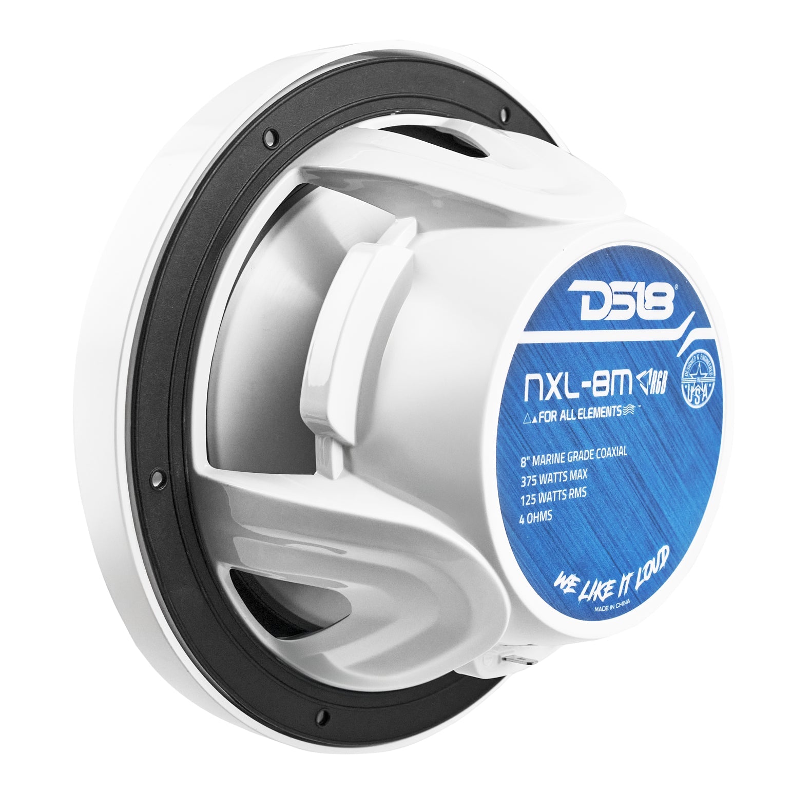 DS18 New Edition HYDRO 8" 2-Way Marine Speakers with RGB LED Lighting 375W - White (NXL-8M/WH)