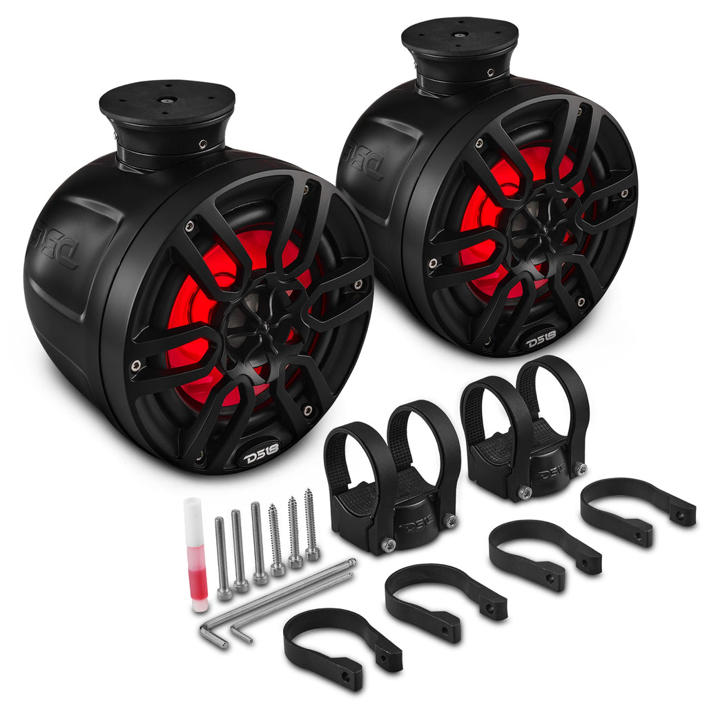 DS18 HYDRO 8" Compact Wakeboard Pod Tower with RGB Light - 375W - Black Carbon Fiber (CF-PS8)