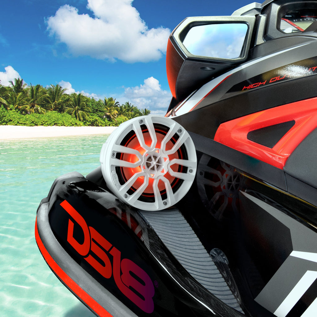 DS18 HYDRO 8" Compact Wakeboard Pod Tower with RGB Light - 375W - Black Carbon Fiber (CF-PS8)