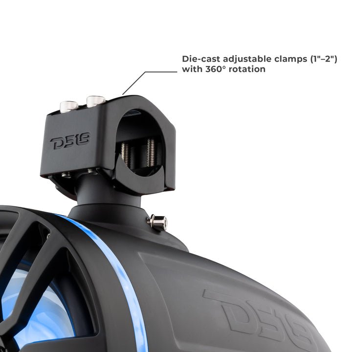 DS18 X Series HYDRO 8" Wakeboard Pod Tower Speaker with RGB LED Light - 425W - Black Carbon Fiber (CF-X8TP)