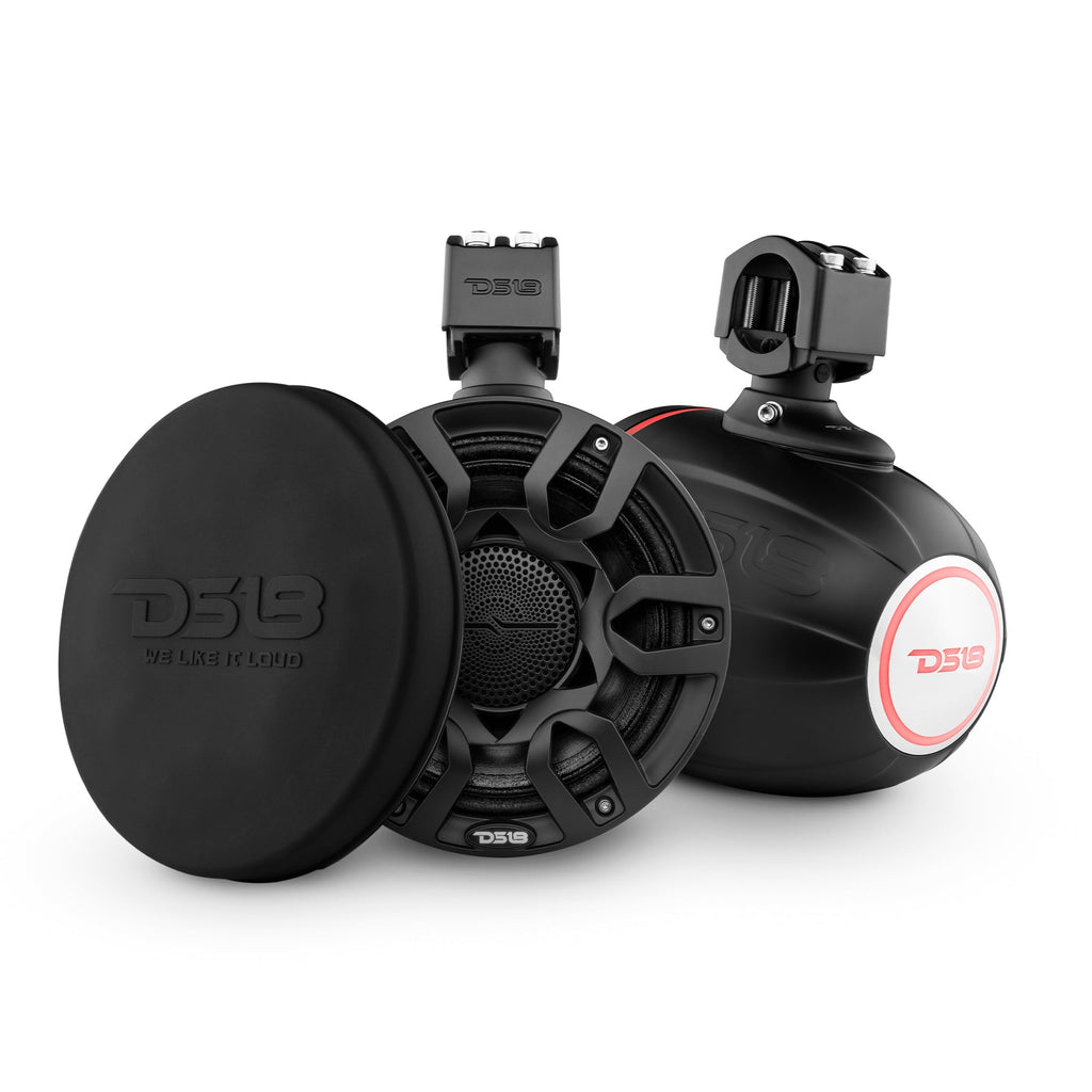 DS18 HYDRO 8" Marine Tower Speakers with RGB LED Lights and Pro Audio Loudspeakers - Black (NXL-X8PRO/BK)