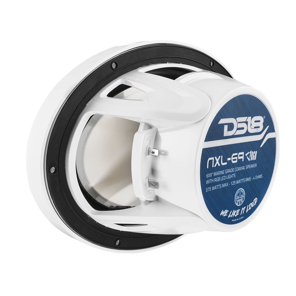 DS18 HYDRO 6 x 9" 2-Way Marine Speakers with Integrated RGB LED Lights - 375W - White (NXL-69/WH)