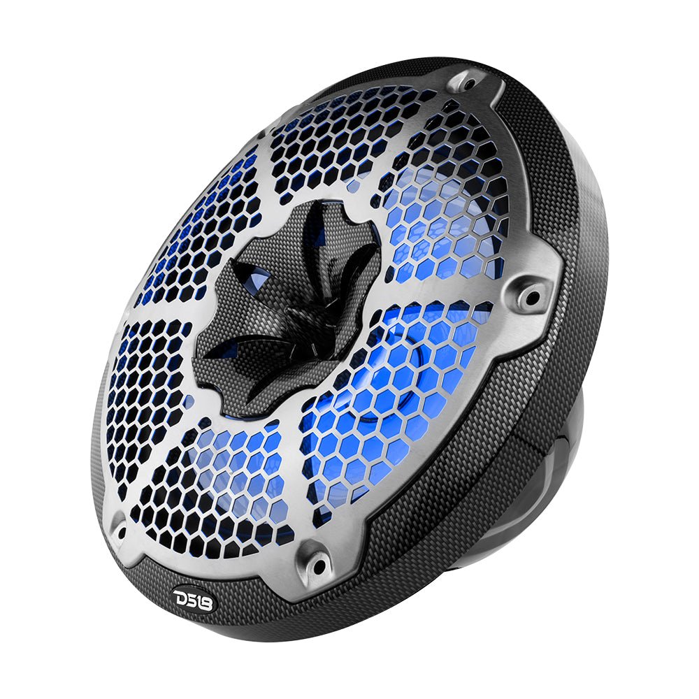 DS18 HYDRO 10" 2-Way Speakers with Bullet Tweeter and Integrated RGB LED Lights - Carbon Fiber (CF-10M)