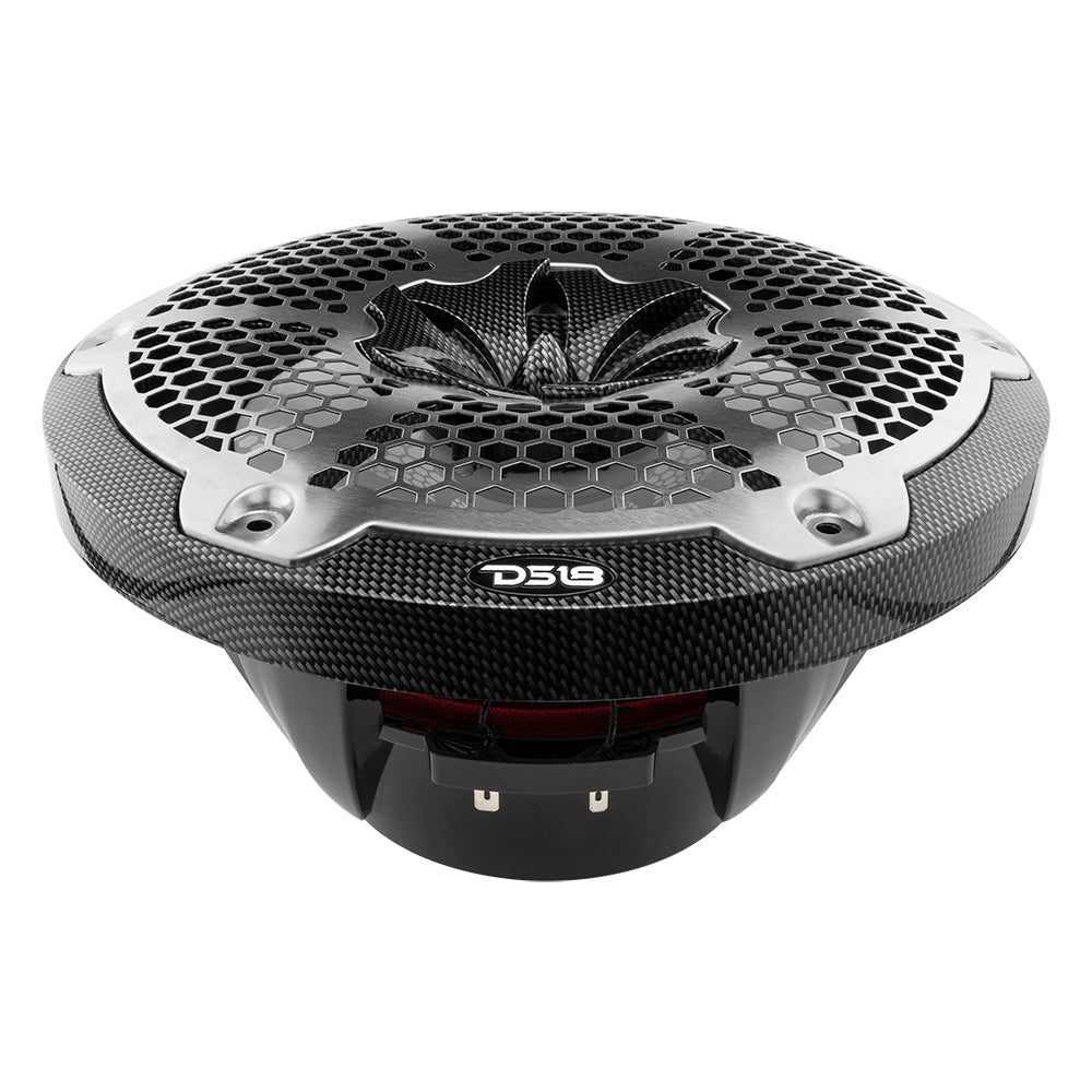 DS18 HYDRO 10" 2-Way Speakers with Bullet Tweeter and Integrated RGB LED Lights - Carbon Fiber (CF-10M)