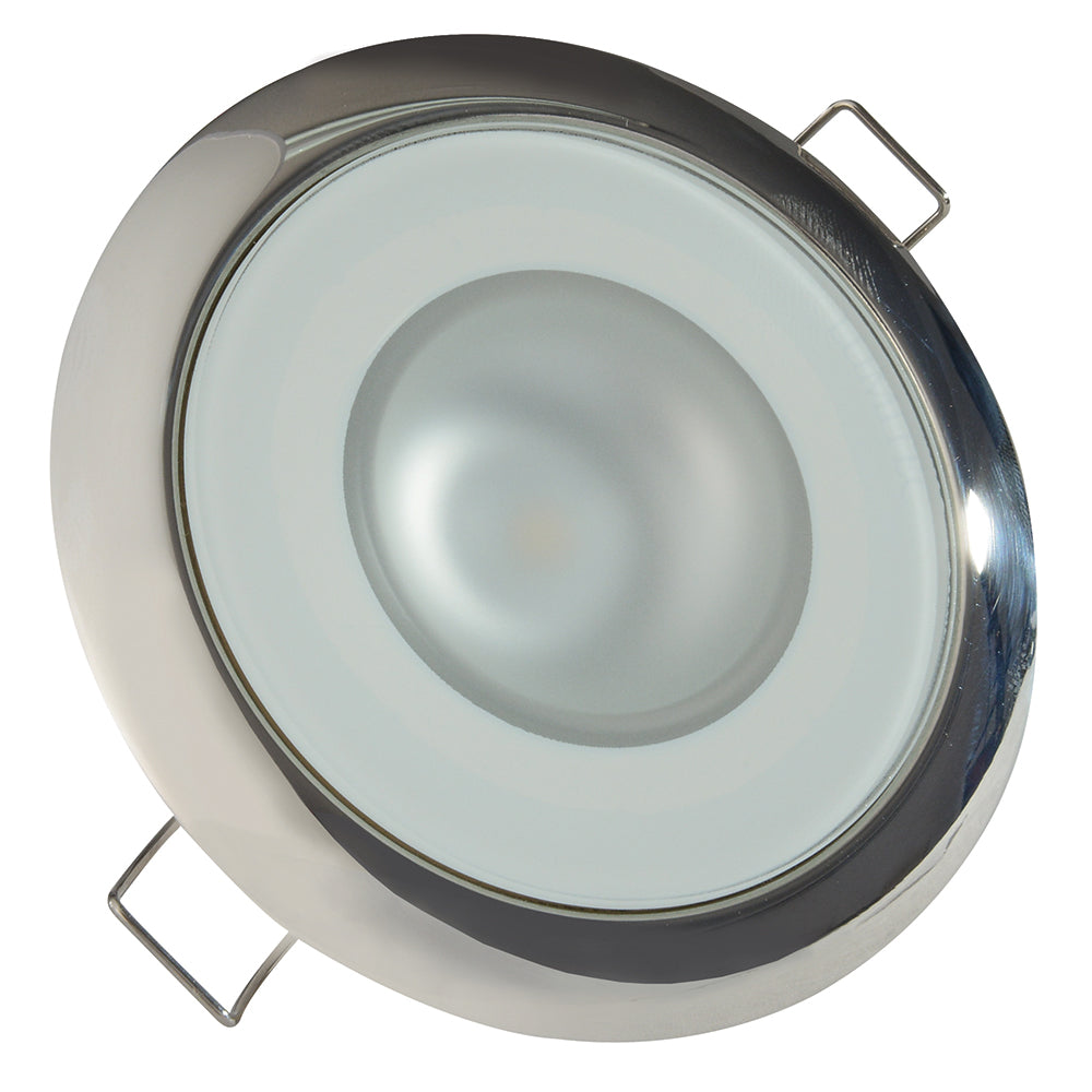 Lumitec Mirage - Flush Mount Down Light - Glass Finish/Polished SS Bezel - 2-Color White/Blue Dimming (113111)