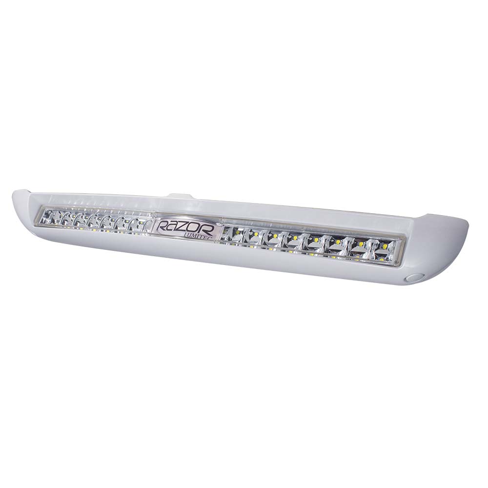 Lumitec Razor LED Light Bar - Flood - White Housing with Inverted Logo Flush Mount (101590)