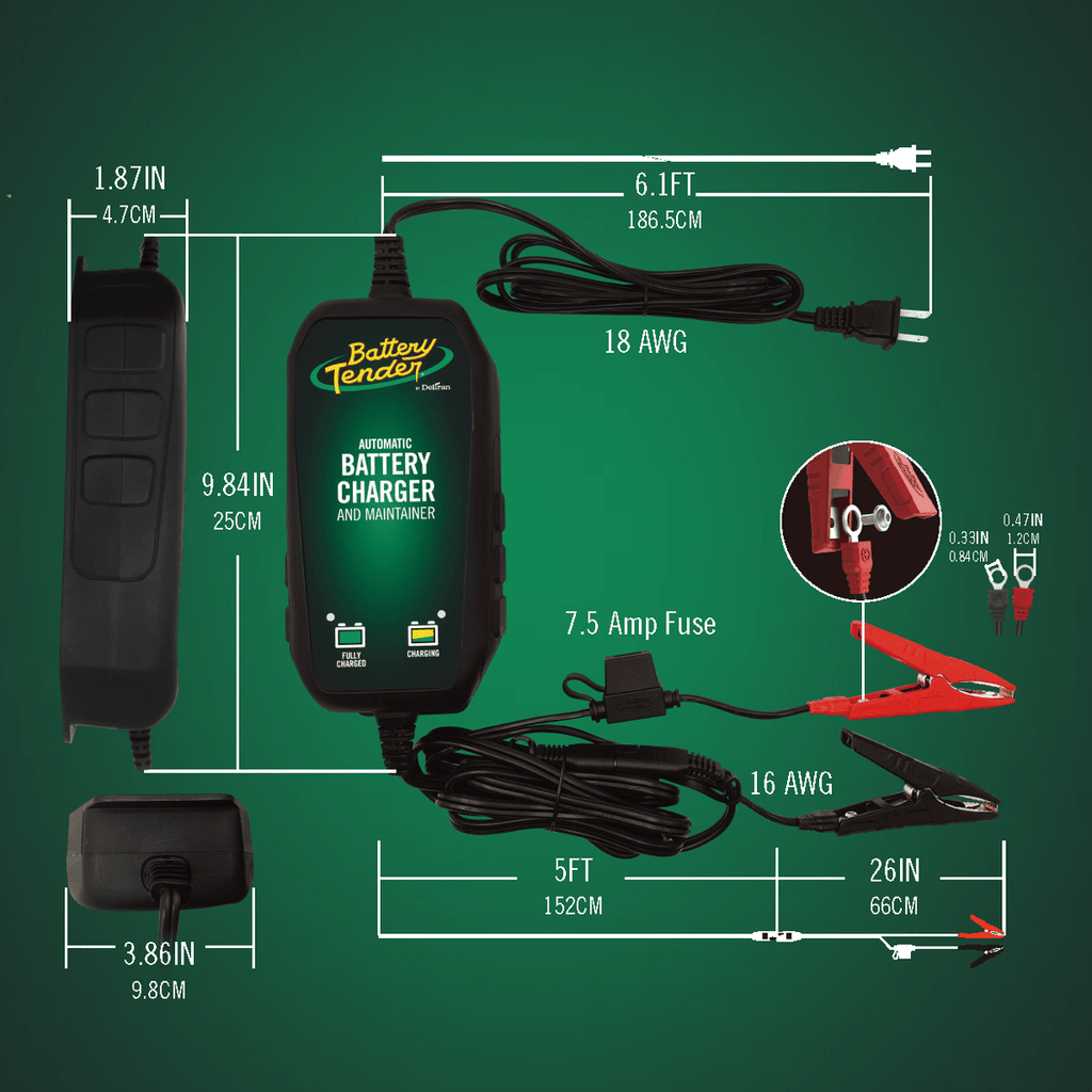 Battery Tender 6V/12V 4 Amp Lead Acid & Lithium Selectable Battery Charger (022-0209-BT-WH)