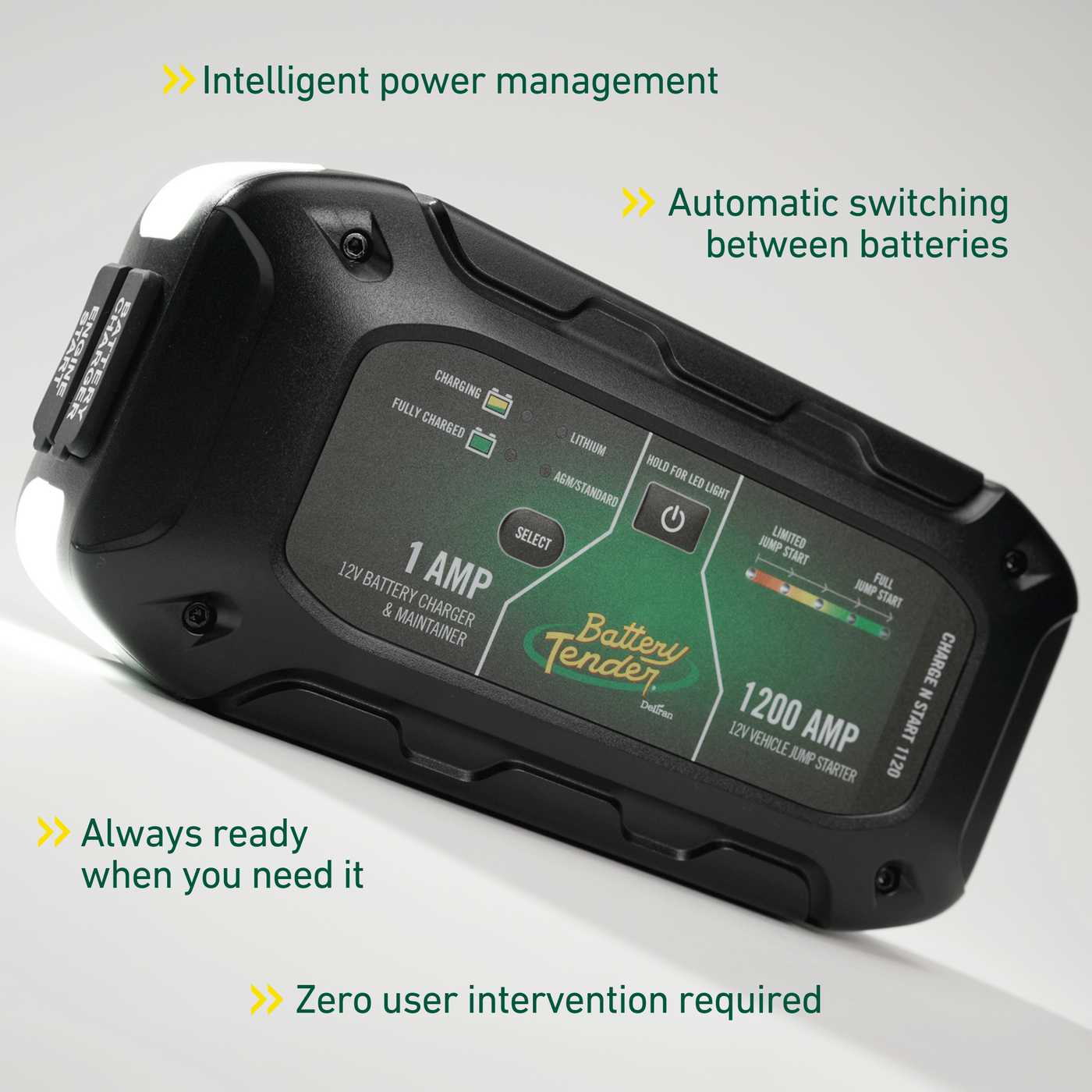 Battery Tender Charge N Start 1120 1  Amp Battery Charger & 1200 Amp Jump Starter (030-7012-WH)