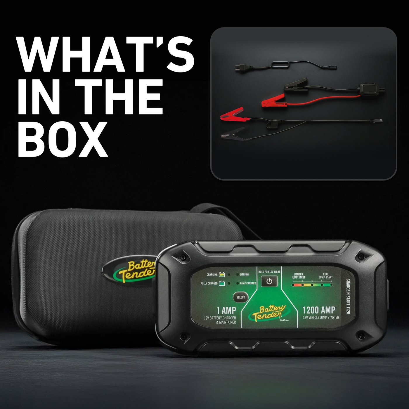Battery Tender Charge N Start 1120 1  Amp Battery Charger & 1200 Amp Jump Starter (030-7012-WH)