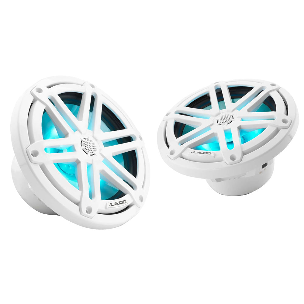 JL Audio M3-770X-S-Gw-i 7.7" 70W RMS Marine Coaxial Speakers with RGB LED Lighting, White Sport Grilles, Pair (010-03069-00)