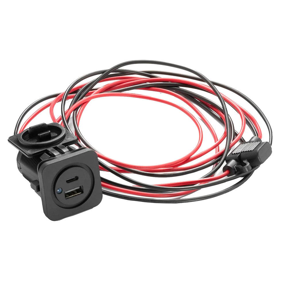 JL Audio XMD-USBCA/CHG2X-PNL Panel-Mount USB-C & USB-A 5V/2.1A Charging Jack with 6 ft Cable (010-13623-00)