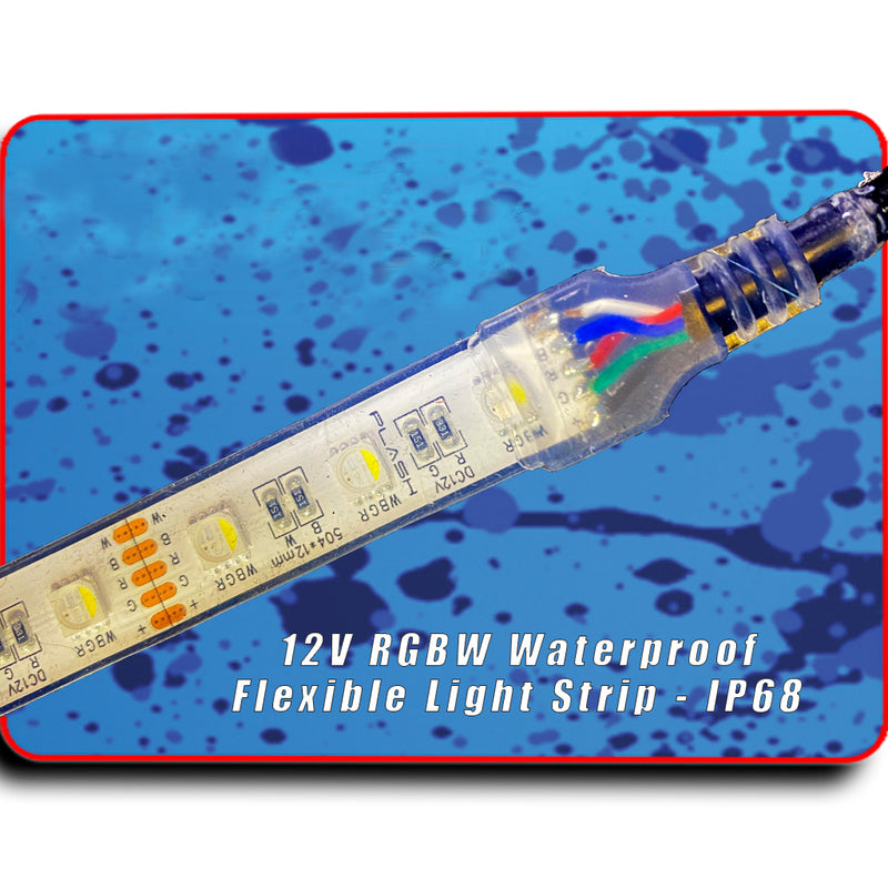 PLASHLIGHTS 12v RGBW Color Changing Waterproof Flexible Light Strip - Ip68 - 16' | FLS-RGBW-68-16FT
