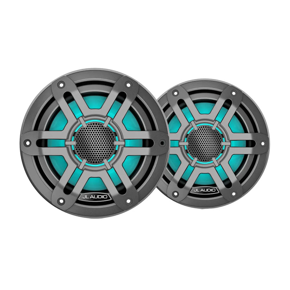 JL Audio M200 6.5" 50W RMS Coaxial Marine Speakers with RGB LED Lighting, Gray Sport Grilles, Pair (010-04753-03)