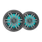 JL Audio M200 7.7" 60W RMS Coaxial Marine Speakers with RGB LED Lighting, Gray Sport Grilles, Pair (010-04757-01)